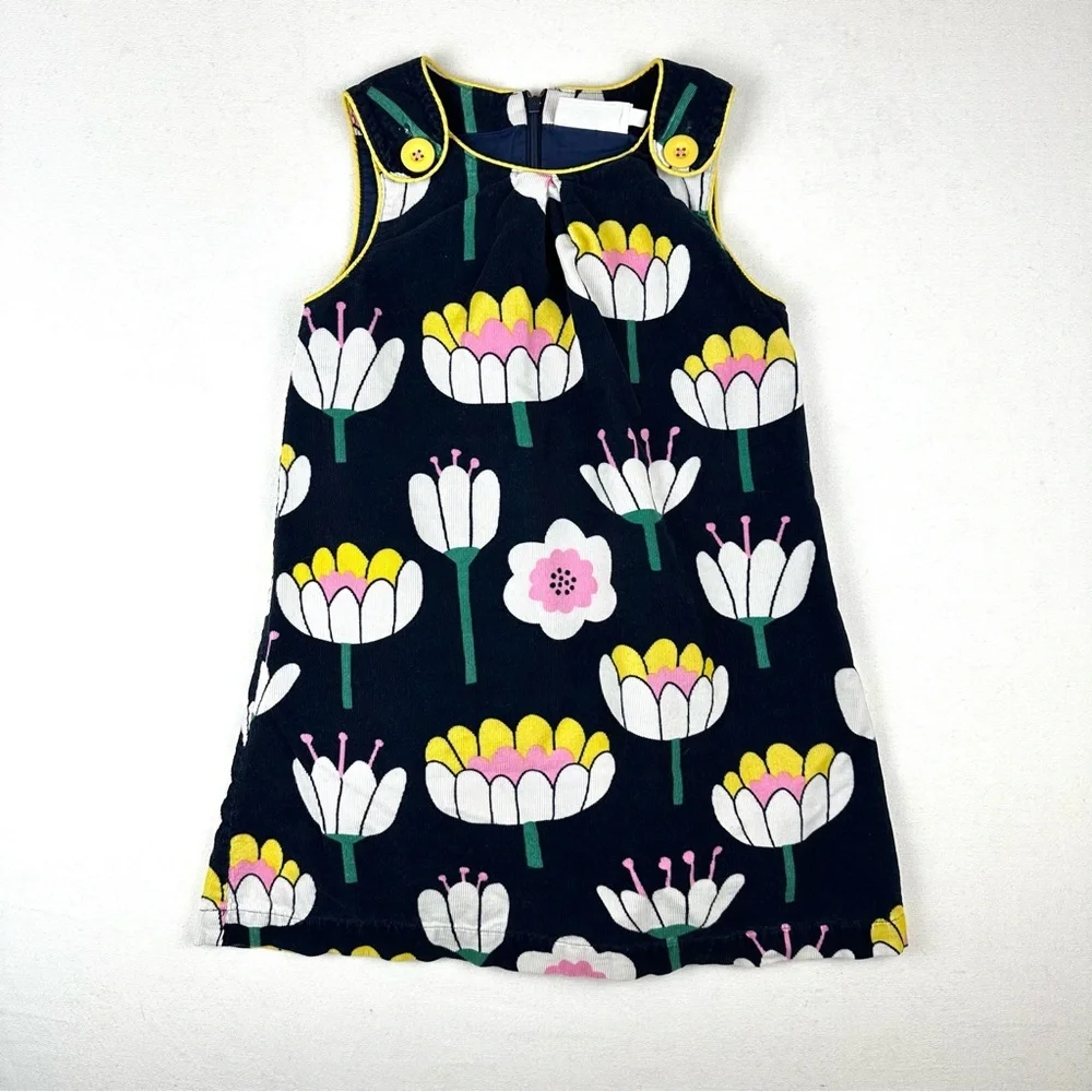 Mini Boden Floral Corduroy Jumper Dress